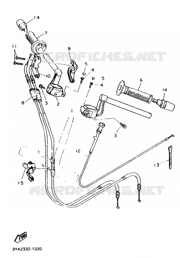 GUIDON ET CABLES Yamaha MOTO 1200 1992 FJ ABS  FJ1200A