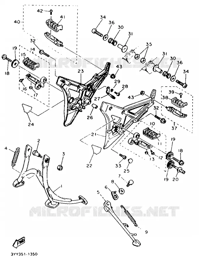 SUPPORT / REPOSE PIEDS Yamaha MOTO 1200 1992 FJ ABS  FJ1200A