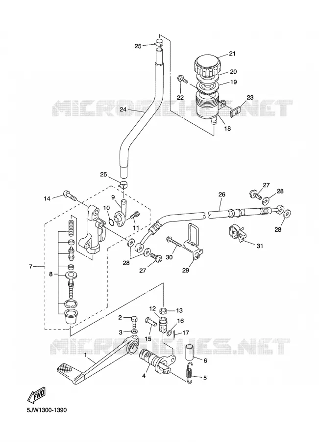MAITRE CYLINDRE DE FREIN ARRIERE Yamaha MOTO 1300 2002 FJR  FJR1300