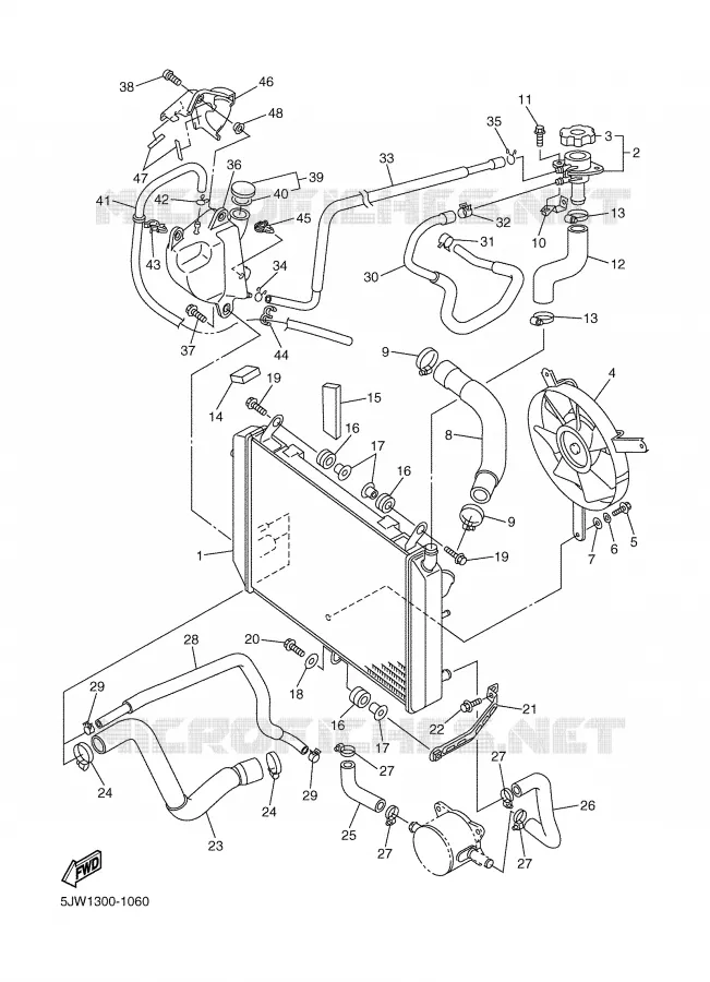 RADIATEUR / DURITES Yamaha MOTO 1300 2002 FJR  FJR1300