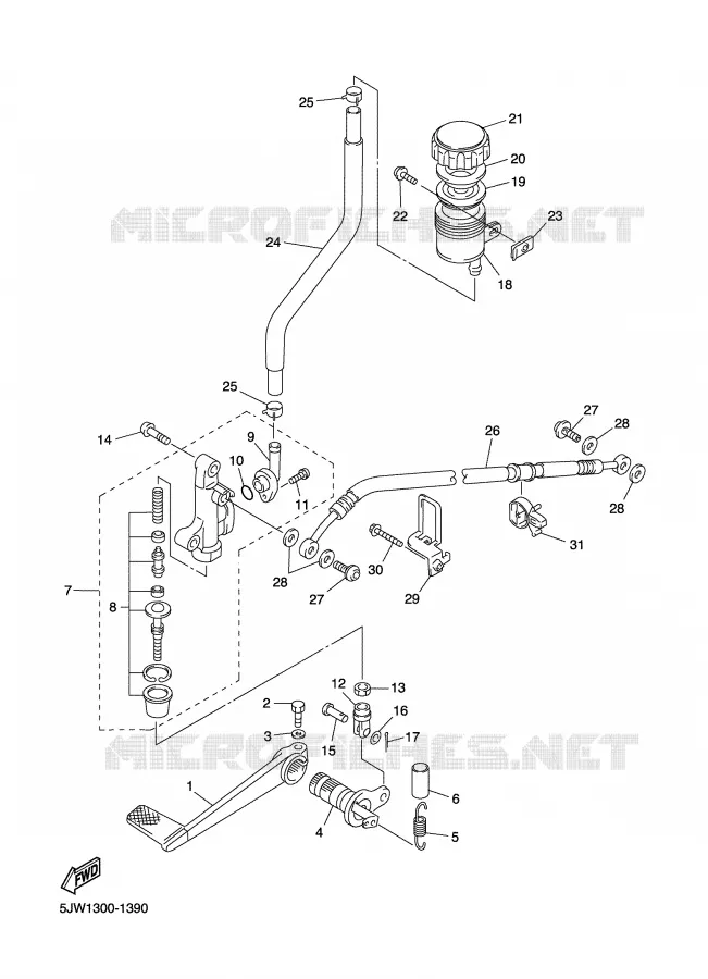 MAITRE CYLINDRE DE FREIN ARRIERE Yamaha MOTO 1300 2002 FJR  FJR1300