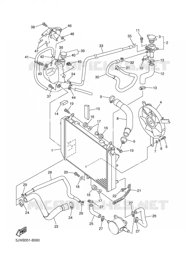 RADIATEUR / DURITES Yamaha MOTO 1300 2003 FJR  FJR1300