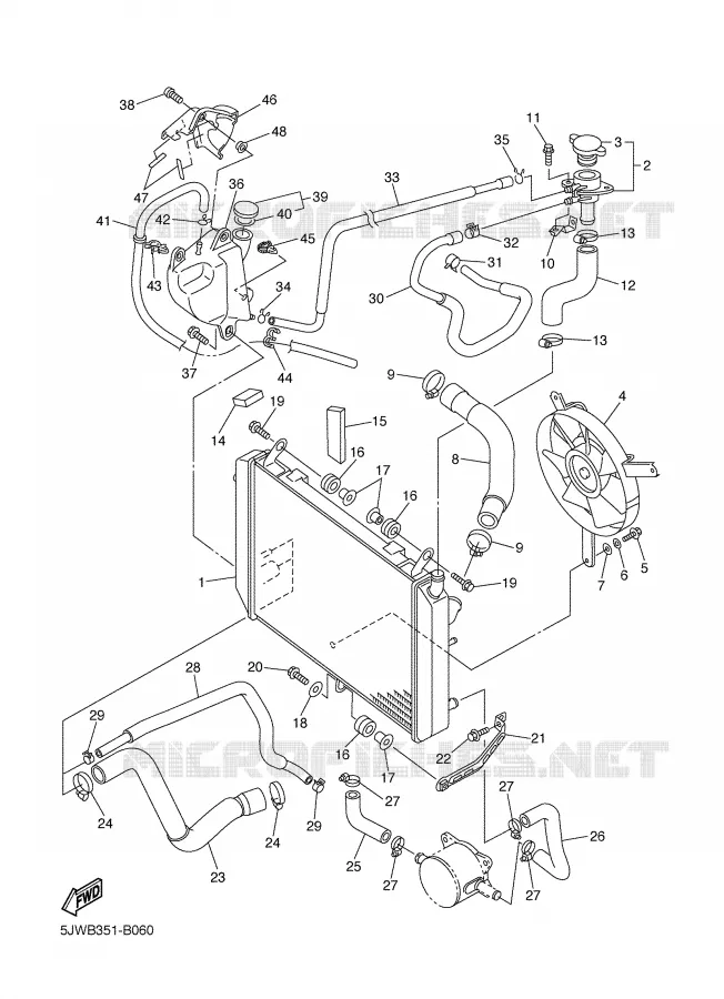 RADIATEUR / DURITES Yamaha MOTO 1300 2003 FJR  FJR1300