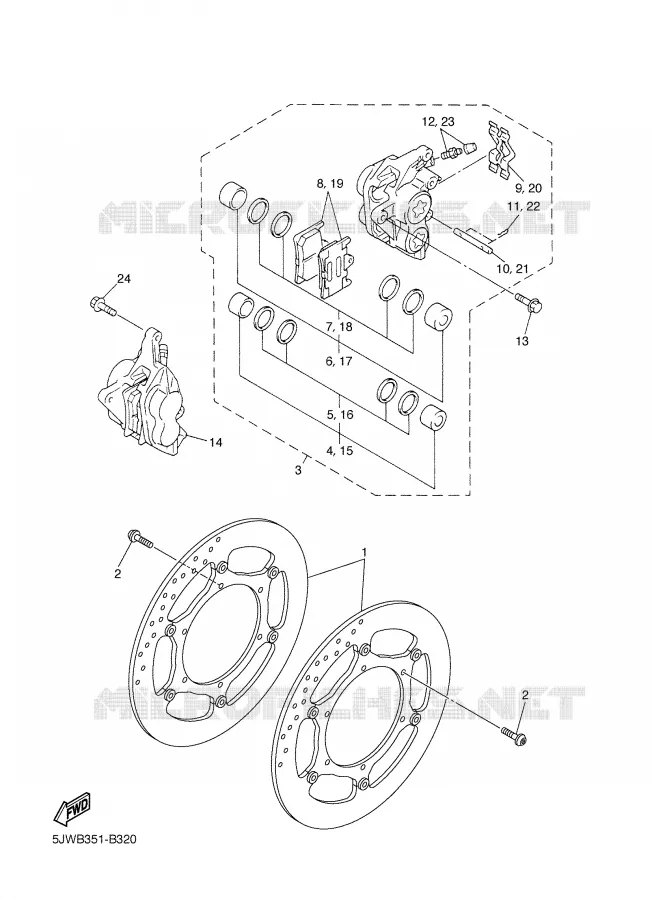 ETRIER DE FREIN AVANT Yamaha MOTO 1300 2004 FJR  FJR1300