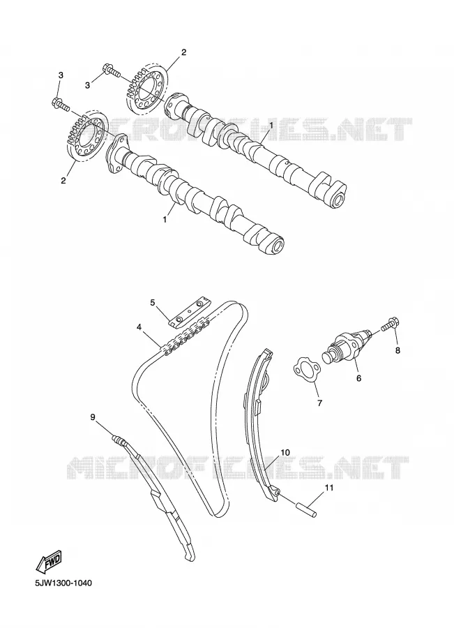 ARBRE A CAMES / CHAINE DE DISTRIBUTION Yamaha MOTO 1300 2004 FJR  FJR1300