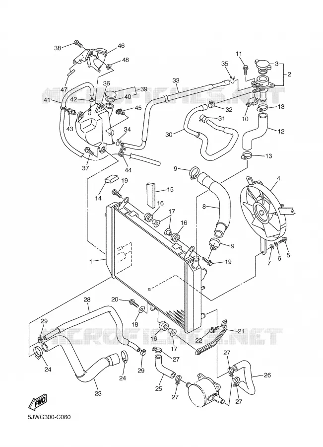 RADIATEUR / DURITES Yamaha MOTO 1300 2004 FJR  FJR1300