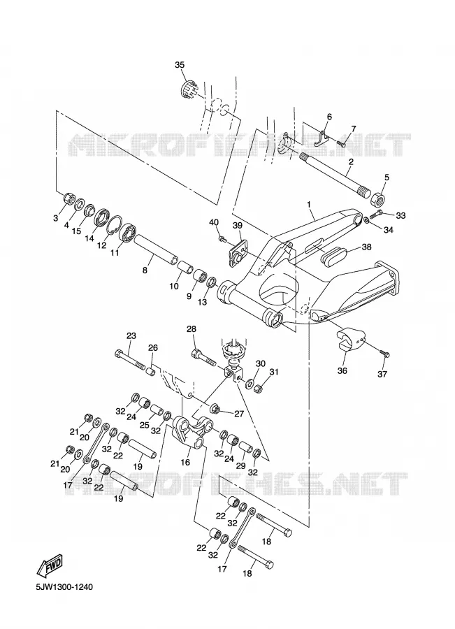 BRAS ARRIERE Yamaha MOTO 1300 2004 FJR  FJR1300