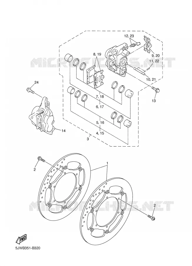 ETRIER DE FREIN AVANT Yamaha MOTO 1300 2004 FJR  FJR1300