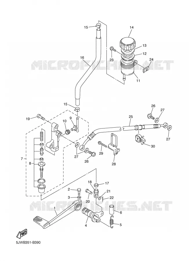 MAITRE CYLINDRE DE FREIN ARRIERE Yamaha MOTO 1300 2004 FJR  FJR1300