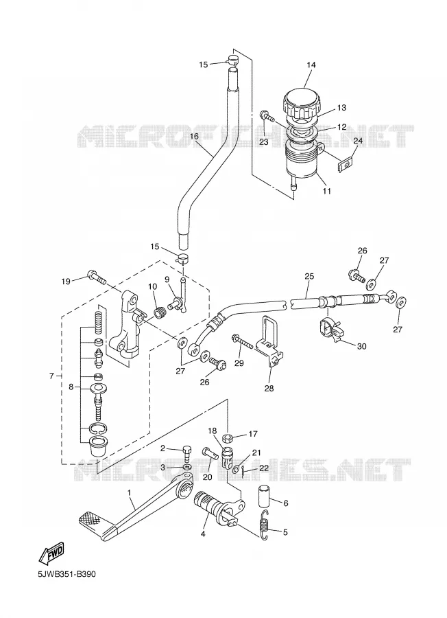 MAITRE CYLINDRE DE FREIN ARRIERE Yamaha MOTO 1300 2005 FJR  FJR1300