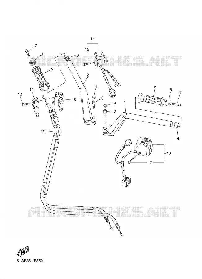 GUIDON ET CABLES Yamaha MOTO 1300 2003 FJR ABS  FJR1300A