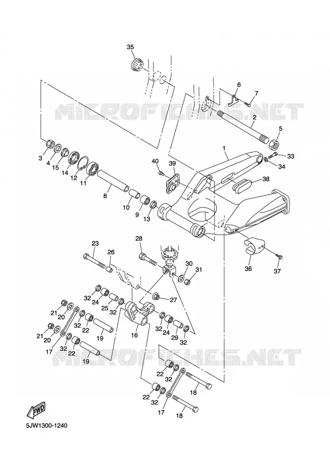 BRAS ARRIERE Yamaha MOTO 1300 2004 FJR ABS  FJR1300A