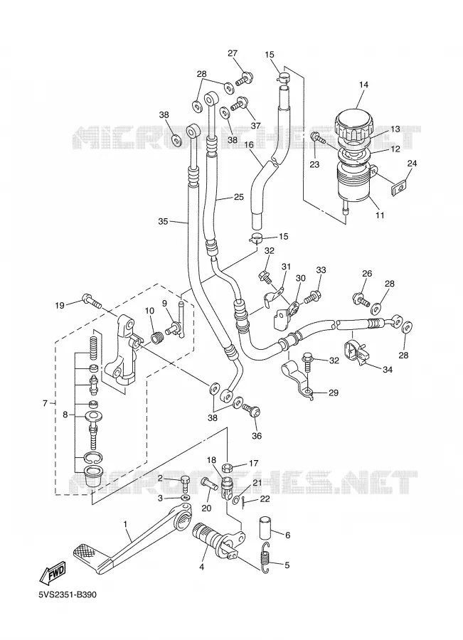 MAITRE CYLINDRE DE FREIN ARRIERE Yamaha MOTO 1300 2004 FJR ABS  FJR1300A
