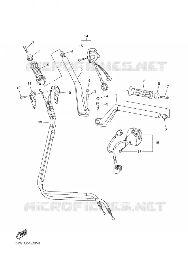 GUIDON ET CABLES Yamaha MOTO 1300 2005 FJR ABS  FJR1300A