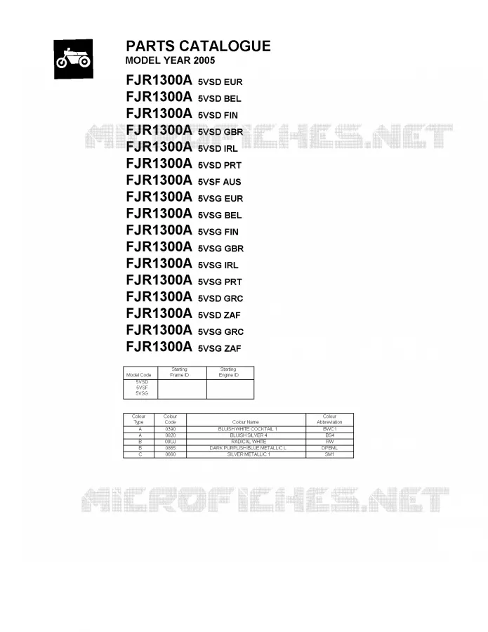 * CATALOG PREFACE * Yamaha MOTO 1300 2005 FJR ABS  FJR1300A