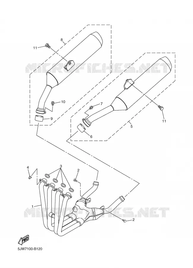 ECHAPPEMENT Yamaha MOTO 1300 2005 FJR ABS  FJR1300A