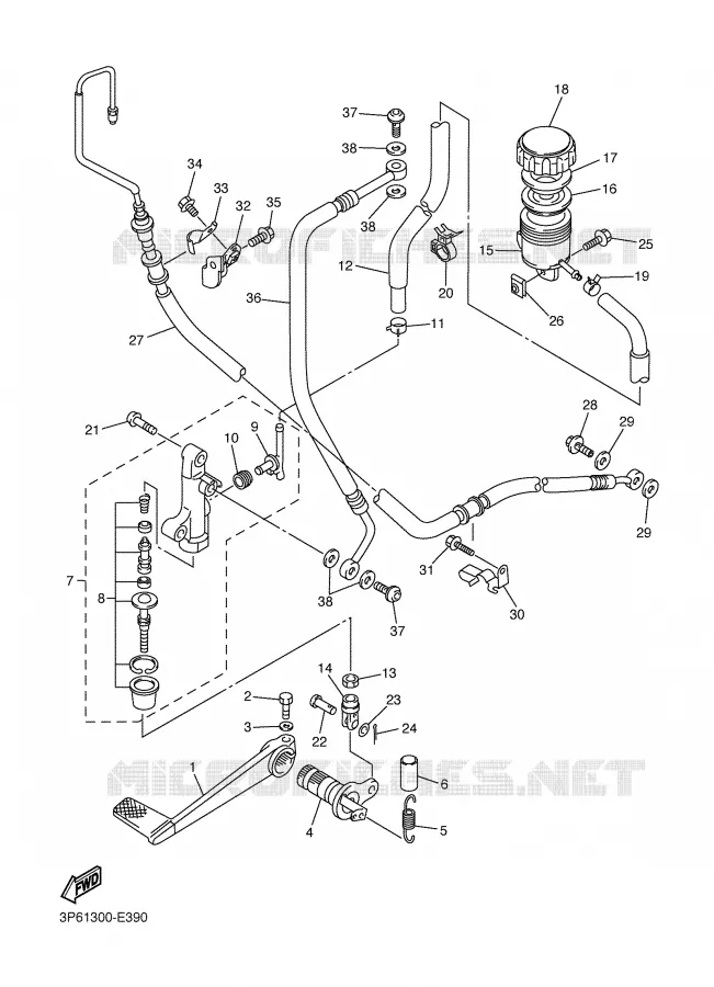 MAITRE CYLINDRE DE FREIN ARRIERE Yamaha MOTO 1300 2006 FJR ABS  FJR1300A