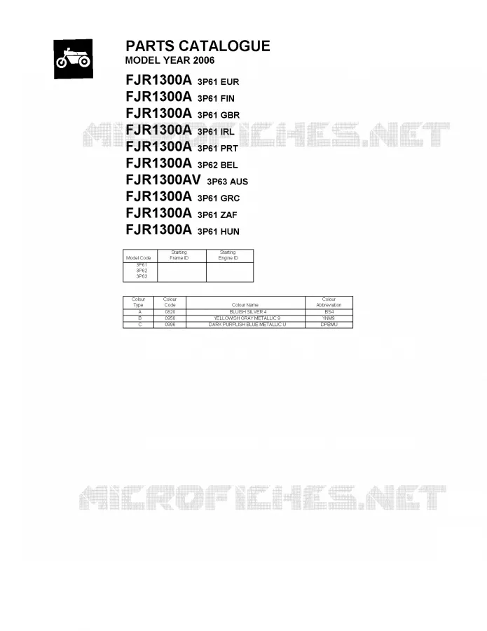 * CATALOG PREFACE * Yamaha MOTO 1300 2006 FJR ABS  FJR1300A