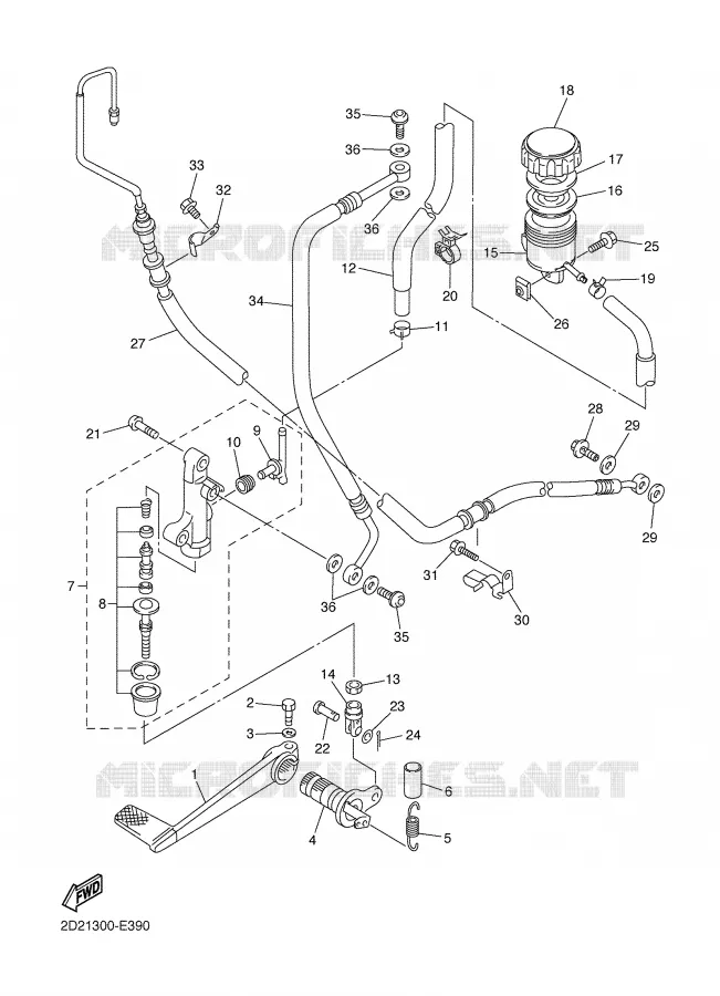 MAITRE CYLINDRE DE FREIN ARRIERE Yamaha MOTO 1300 2006 FJR AS ABS  FJR1300AS