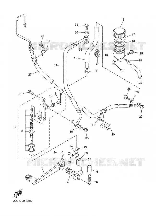 MAITRE CYLINDRE DE FREIN ARRIERE Yamaha MOTO 1300 2006 FJR AS ABS  FJR1300AS