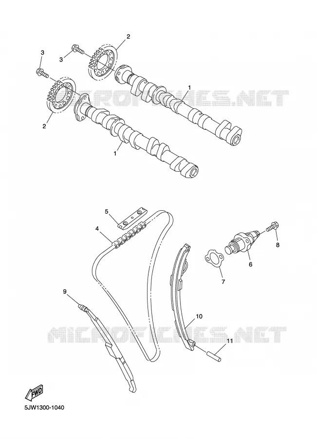 ARBRE A CAMES / CHAINE DE DISTRIBUTION Yamaha MOTO 1300 2007 FJR  FJR1300AS