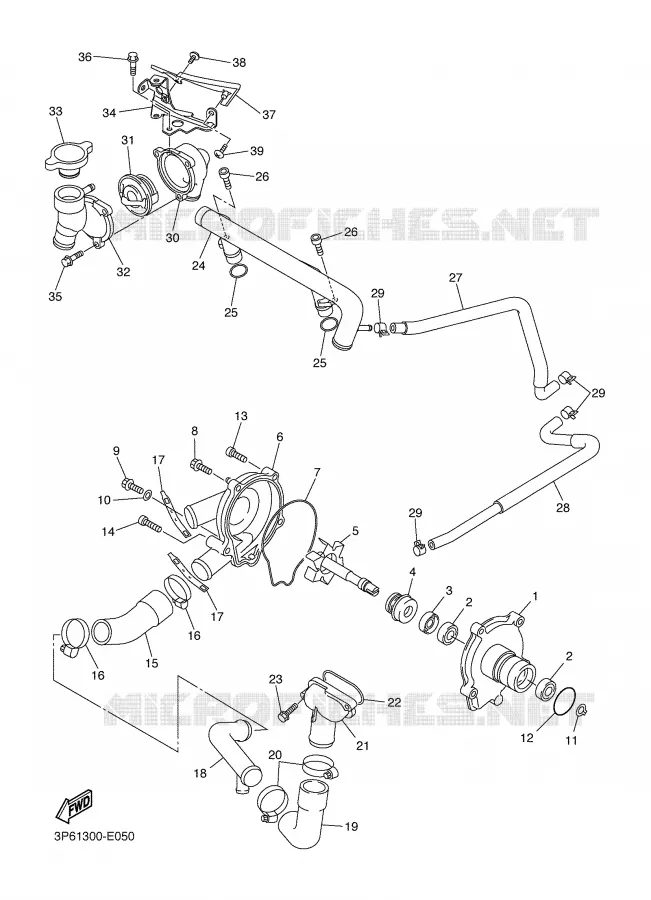 POMPE A EAU / DURITES Yamaha MOTO 1300 2007 FJR  FJR1300AS