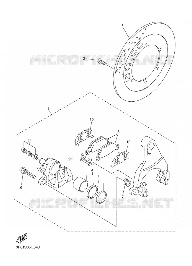 ETRIER DE FREIN ARRIERE Yamaha MOTO 1300 2007 FJR  FJR1300AS