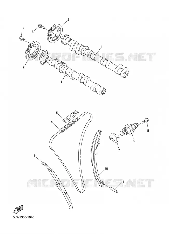 ARBRE A CAMES / CHAINE DE DISTRIBUTION Yamaha MOTO 1300 2007 FJR  FJR1300AS