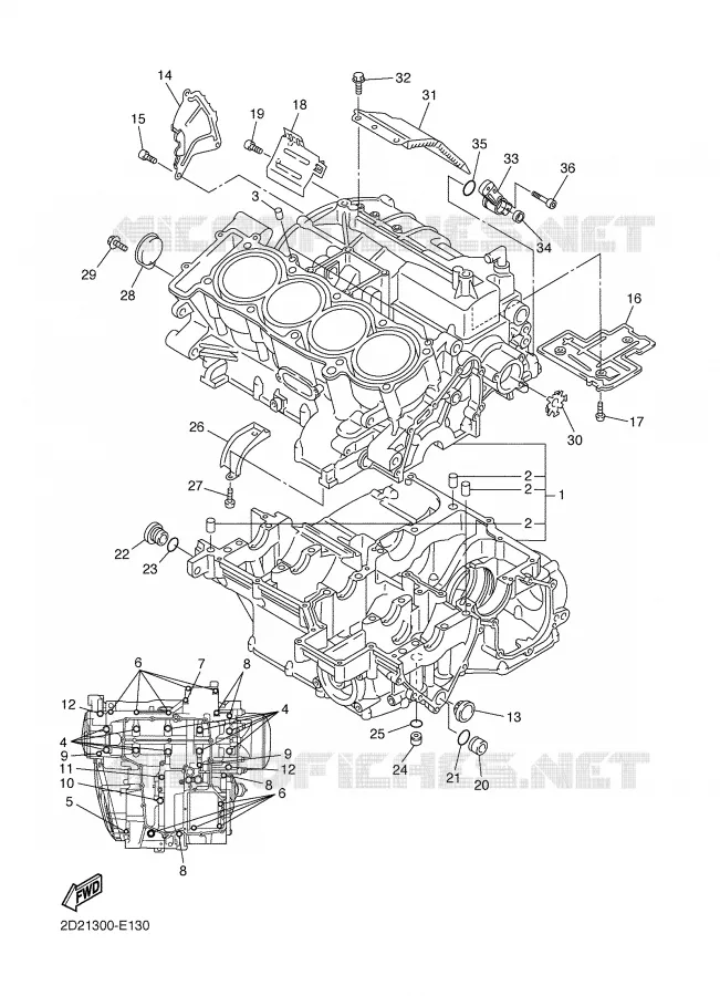CARTER MOTEUR Yamaha MOTO 1300 2007 FJR  FJR1300AS