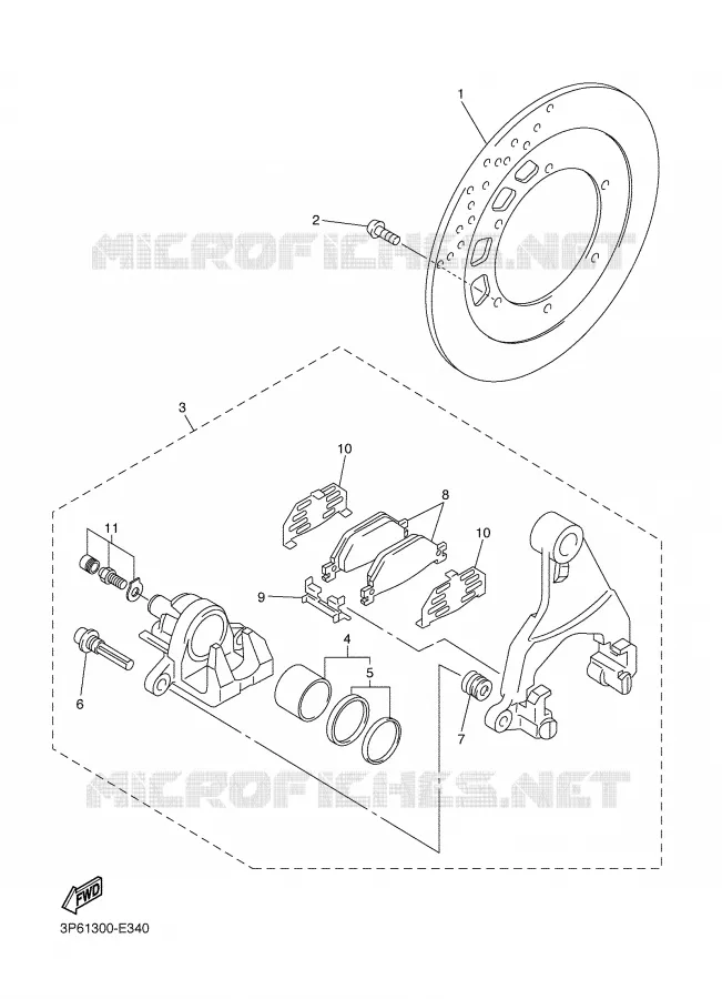 ETRIER DE FREIN ARRIERE Yamaha MOTO 1300 2007 FJR  FJR1300AS