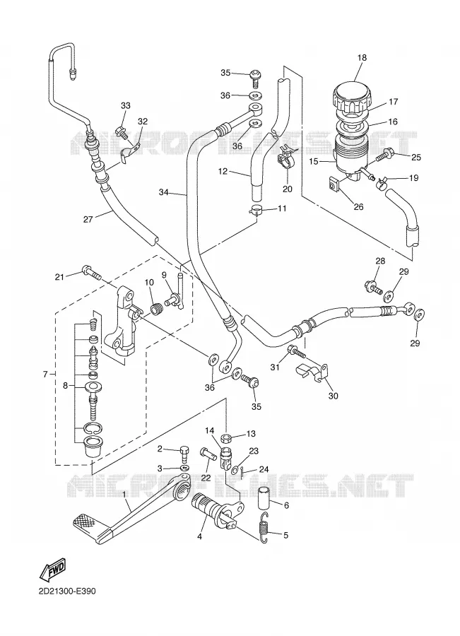 MAITRE CYLINDRE DE FREIN ARRIERE Yamaha MOTO 1300 2007 FJR  FJR1300AS