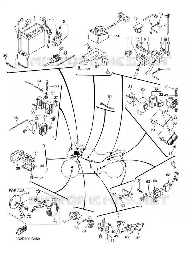 PARTIE ELECTRIQUE 2 Yamaha MOTO 1300 2008 FJR AS ABS  FJR1300AS