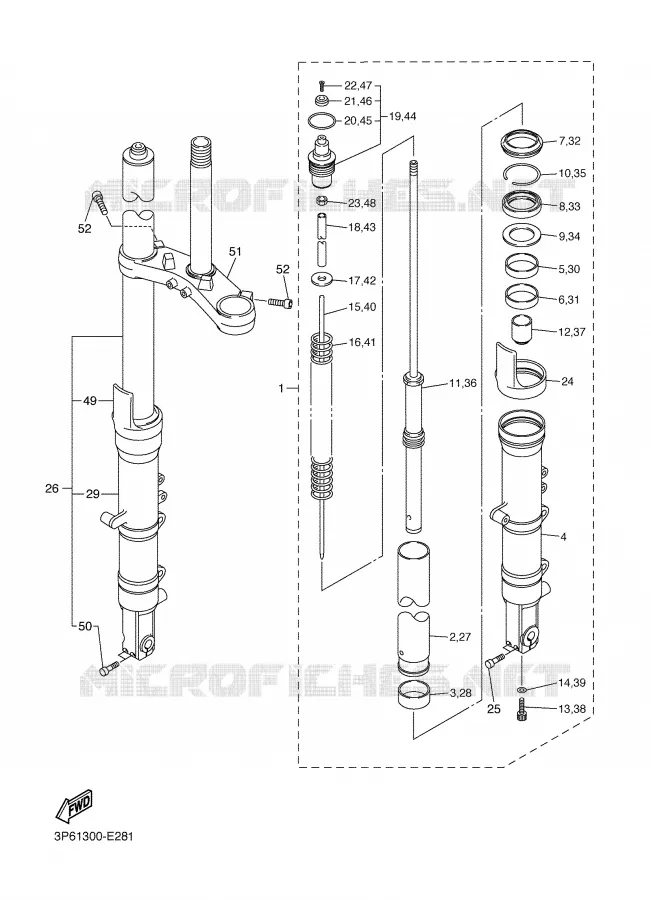 FOURCHE Yamaha MOTO 1300 2008 FJR AS ABS  FJR1300AS
