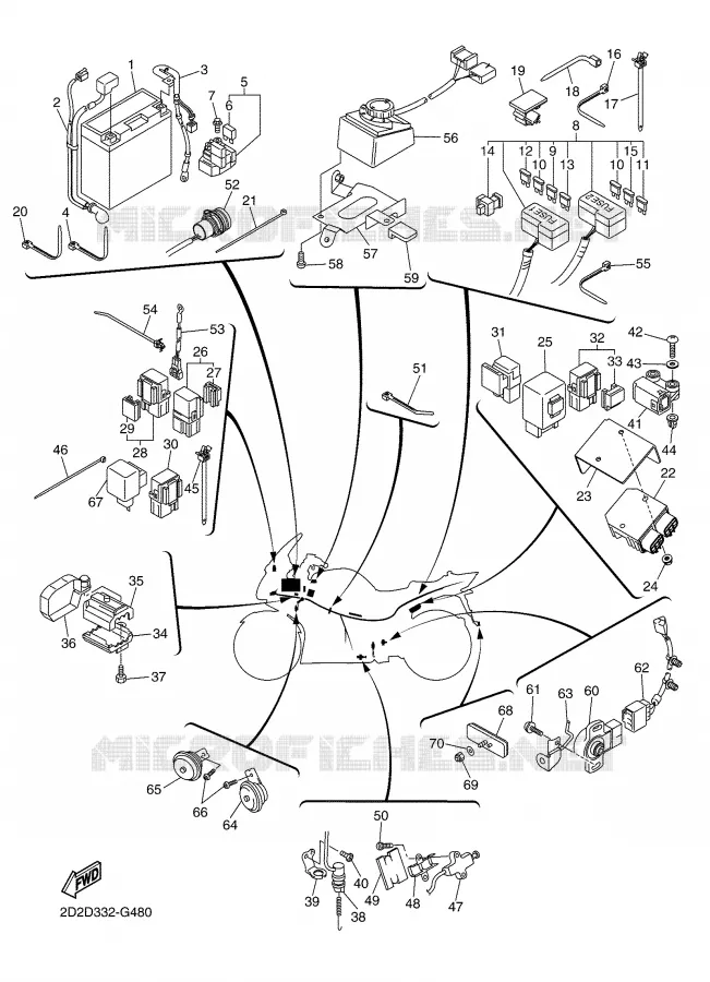 PARTIE ELECTRIQUE 2 Yamaha MOTO 1300 2008 FJR AS ABS  FJR1300AS