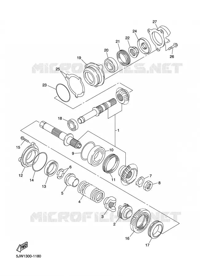 TRANSMISSION INTERMEDIAIRE Yamaha MOTO 1300 2007 FJR AS ABS  FJR1300ASW