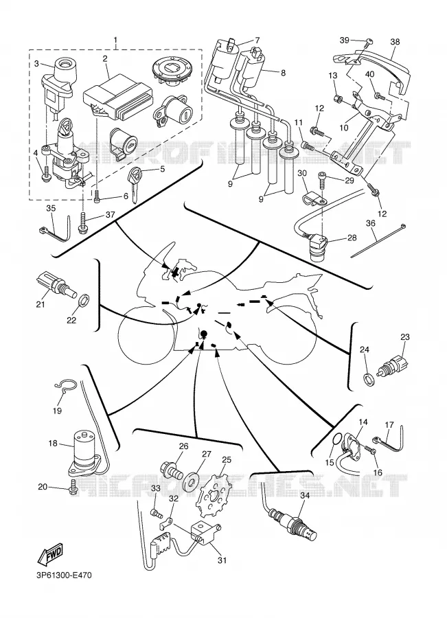 PARTIE ELECTRIQUE 1 Yamaha MOTO 1300 2007 FJR ABS  FJR1300AW