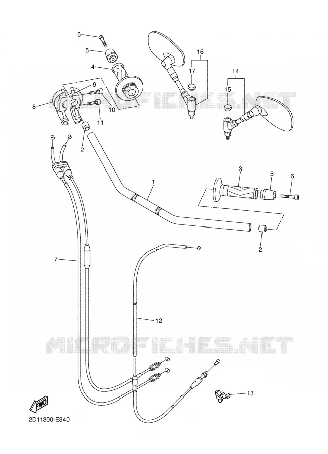 GUIDON ET CABLES Yamaha MOTO 1000 2006 FZ1  FZ1-N FAZER _