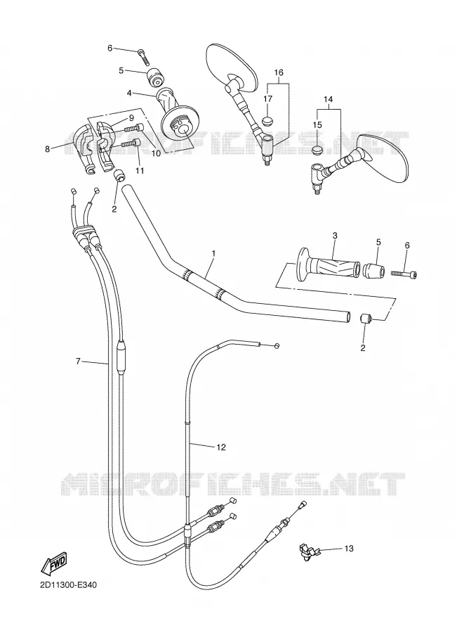 GUIDON ET CABLES Yamaha MOTO 1000 2006 FZ1  FZ1-N FAZER _
