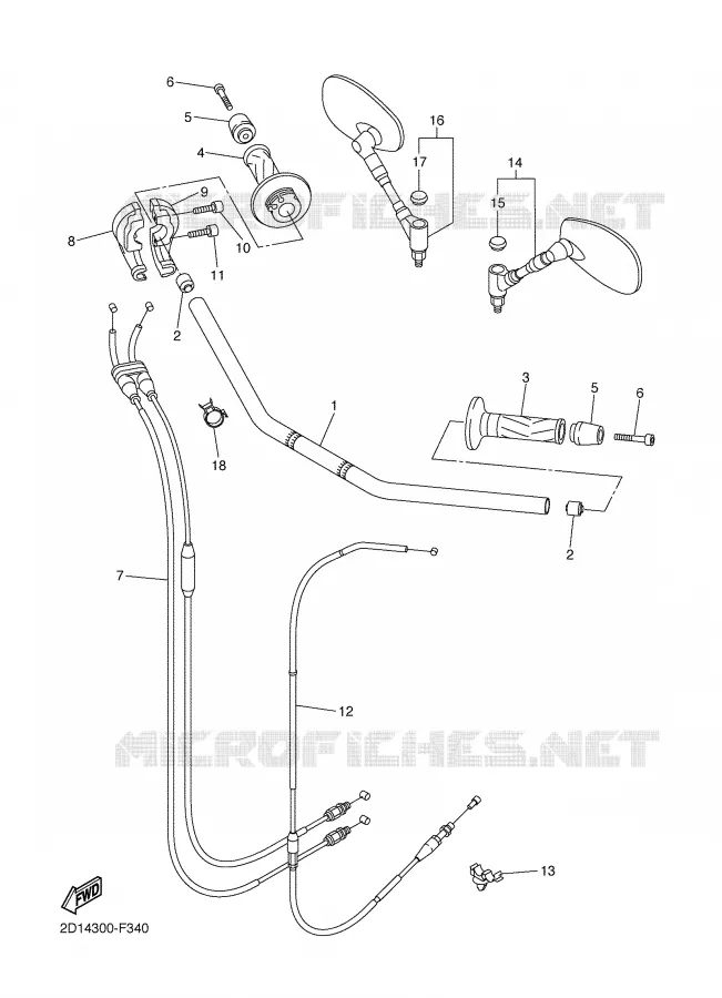 GUIDON ET CABLES Yamaha MOTO 1000 2007 FZ1  FZ1-N FAZER _