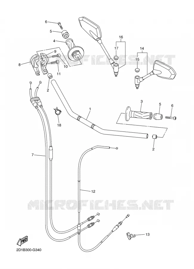GUIDON ET CABLES Yamaha MOTO 1000 2008 FZ1  FZ1-N FAZER _