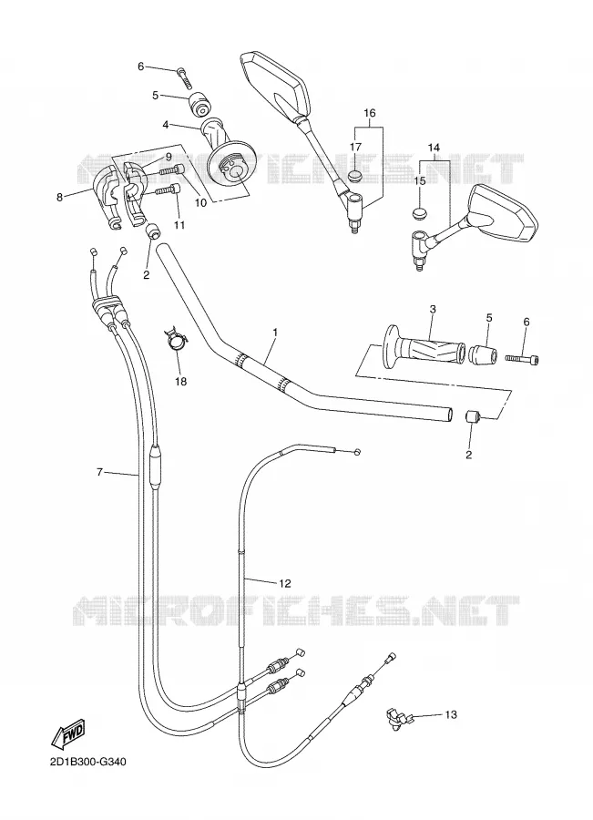 GUIDON ET CABLES Yamaha MOTO 1000 2008 FZ1  FZ1-N FAZER _