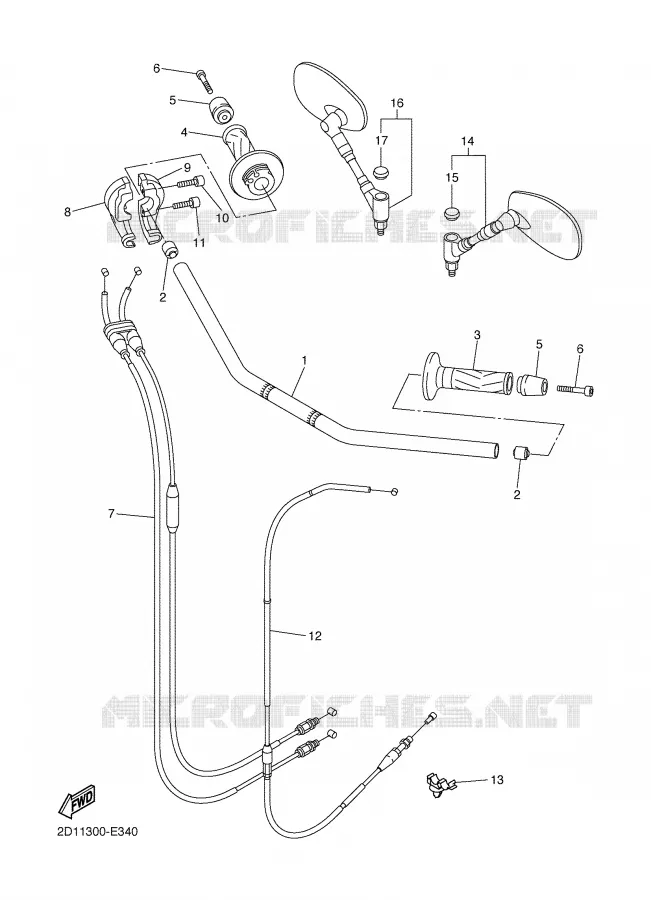 GUIDON ET CABLES Yamaha MOTO 1000 2006 FZ1  FZ1-N FAZER _