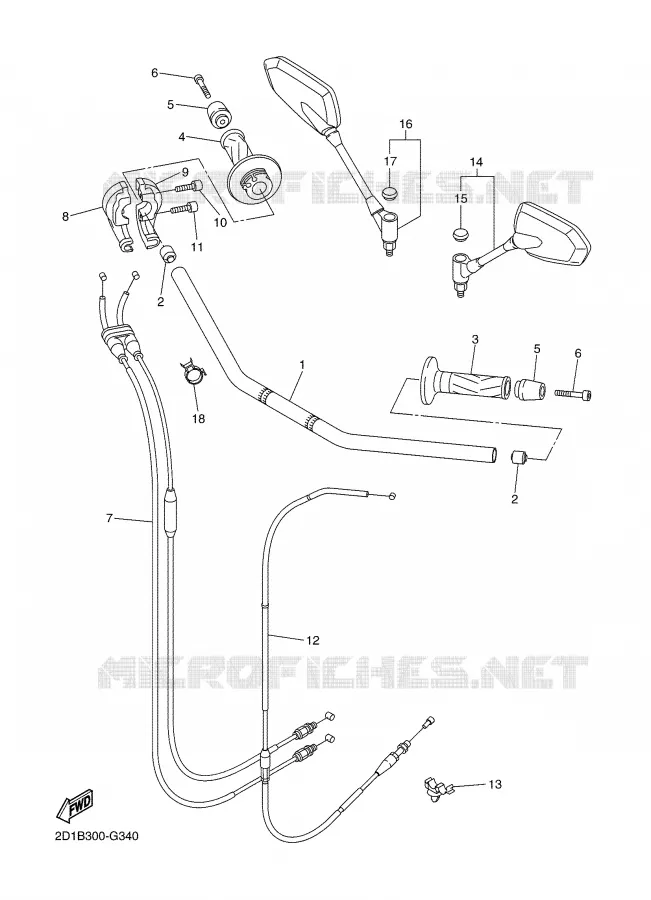 GUIDON ET CABLES Yamaha MOTO 1000 2008 FZ1  FZ1-N FAZER _
