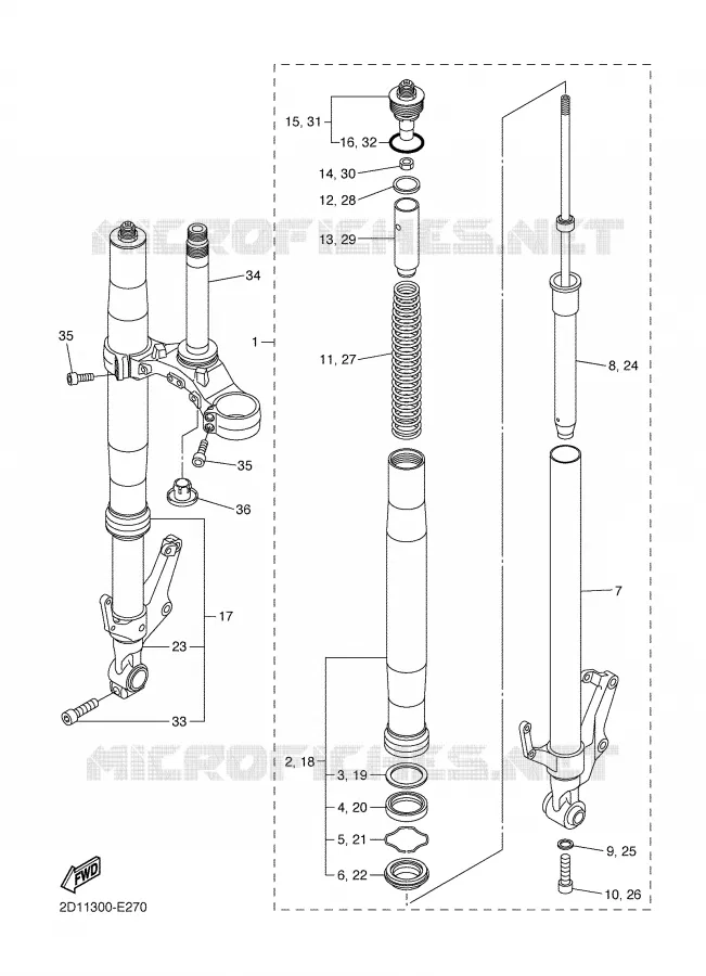FOURCHE Yamaha MOTO 1000 2007 FAZER  FZ1-S