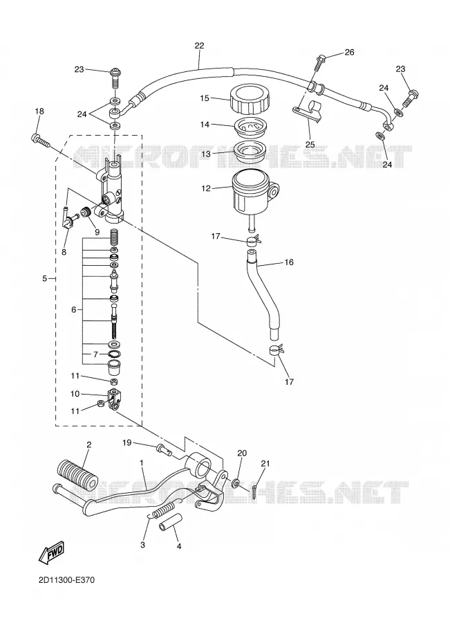 MAITRE CYLINDRE DE FREIN ARRIERE Yamaha MOTO 1000 2007 FAZER  FZ1-S