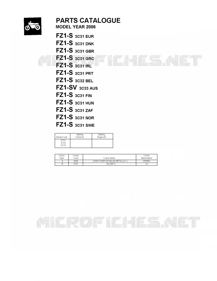 * CATALOG PREFACE * Yamaha MOTO 1000 2006 FAZER  FZ1-SV