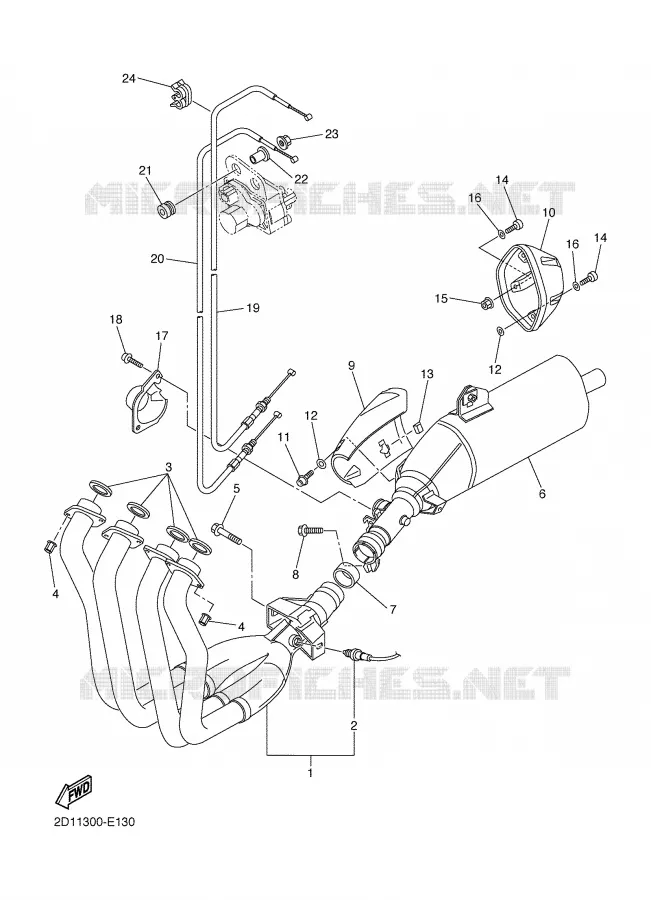 ECHAPPEMENT Yamaha MOTO 1000 2006 FAZER  FZ1-SV