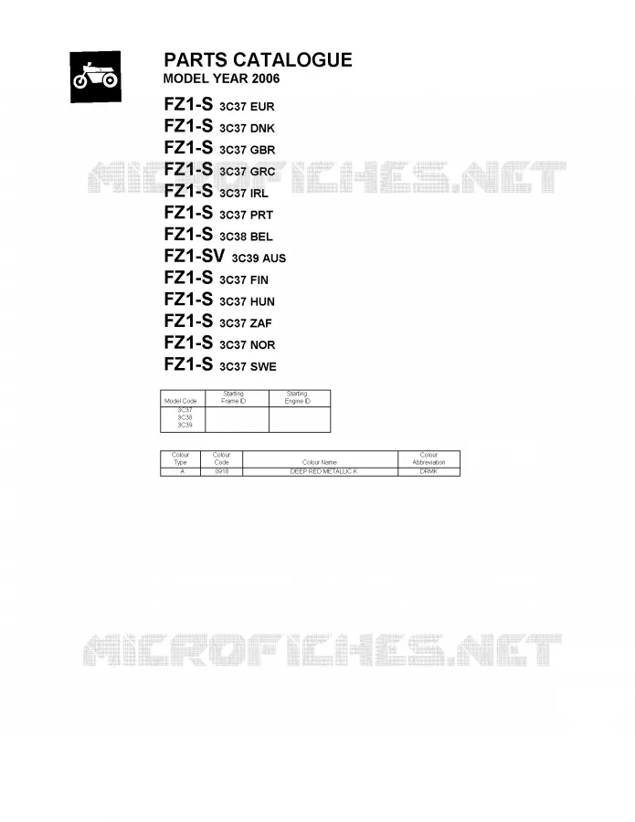 * CATALOG PREFACE * Yamaha MOTO 1000 2006 FAZER  FZ1-SV