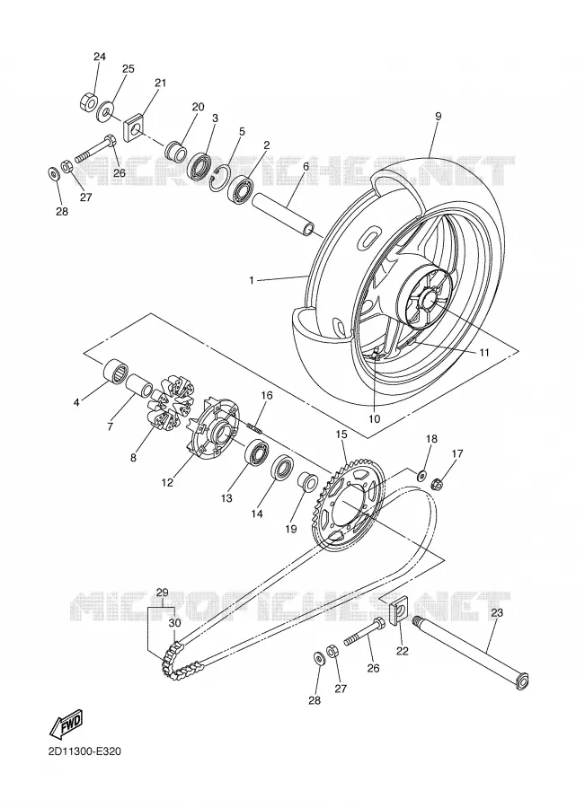 ROUE ARRIERE Yamaha MOTO 1000 2007 FAZER  FZ1-SW