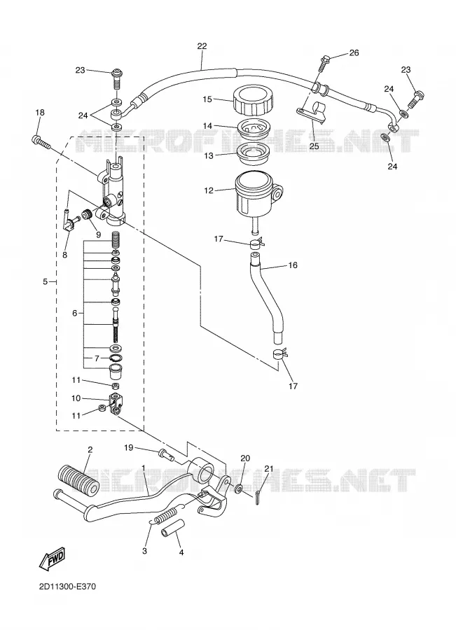 MAITRE CYLINDRE DE FREIN ARRIERE Yamaha MOTO 1000 2007 FAZER  FZ1-SW